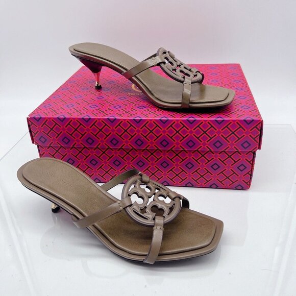 Tory Burch Miller Bombé 55mm Low Heel Sandal Toasted Sesame Brown Leather US 9 - Picture 4 of 13